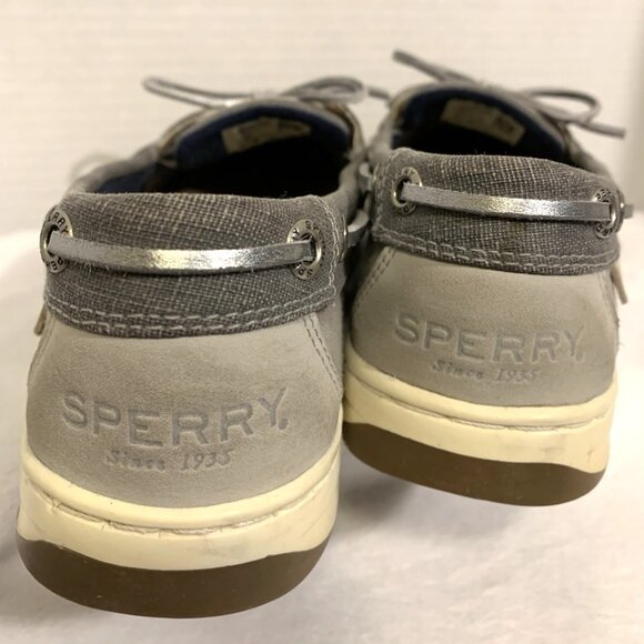 Sperry Women's Leather Angelfish Gray Mesh Boat Shoes Sz 7 M - Picture 4 of 9